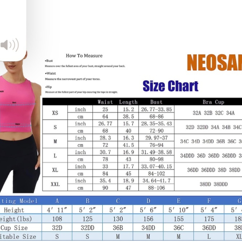 NEOSAN Sport Bras High Neck Removable Padded Yoga Crop TopsWorkout Tank Tops - Picture 5 of 5